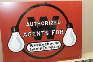 Rare Westinghouse Lamp Company Agent Painted Tin Sign Bulb Edison Gas Oil Farm