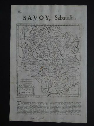 1722 Herman Moll Atlas Map Savoy - Piedmont Sabaudia Italy France Switzerland