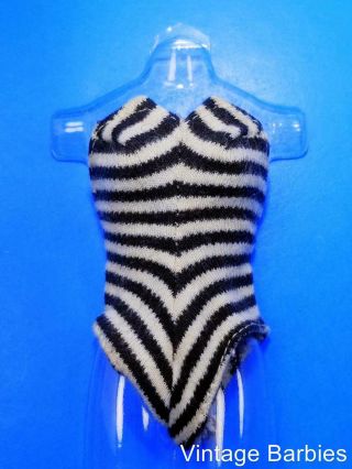 Barbie Doll Clone Black & White Zebra Swimsuit Vintage 1960 