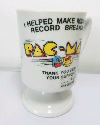 Vintage 1980 ' s Pac Man Arcade Game Bally Midway Employee Pedestal Mug VERY RARE 2
