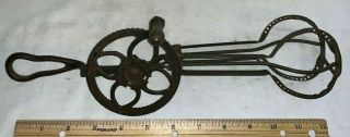 Antique 12 1/2 Inch Cyclone Cast Iron Egg Beater Unusual Handle & Dashers Mixer