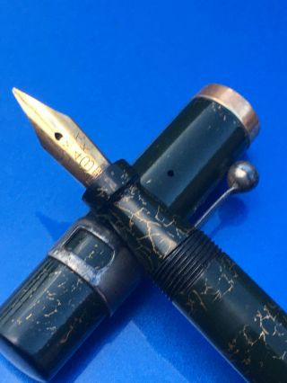 Rare Circa 1925 Pre - Dunhill Namiki Fountain Pen Crackle Gold Lacquer 14k Band