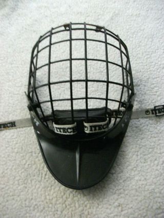 Vintage Itech Hockey Goalie Cage Mask With Matching Dangler Rare