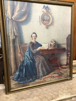 Antique Picture Of A Lady Reading In The Drawing Room
