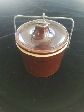 Vintage Stoneware Cheese Crock With Lid Gasket & Wire Bale
