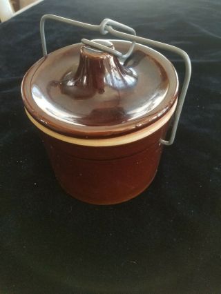 Vintage Stoneware Cheese Crock with Lid Gasket & Wire Bale 2