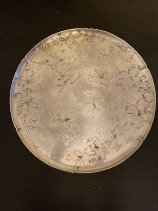 Rare Wendell August Forge Hammered Aluminum Dogwood Round 14”plate Platter