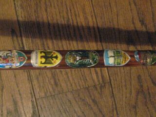 Antique Old Vintage Wooden Walking Stick Cane With 13 Badges German Austrian