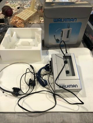 Vintage Rare Sony Wm - 4 Walkman W/box Insert & Headphones Read.