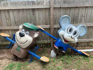 Vintage Rare Yogi Bear& Mighty Mouse Playground Toy Equipment Spring