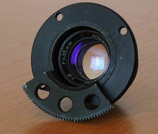 Rare Kmz Ro4 - 1m F2.  0/35mm Lens From Ussr Cine Camera 009982 Red " P "