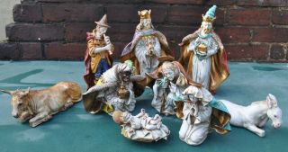 Rare Art Pottery Italy Professor Eugenio Pattarino Nativity Full Set Figures