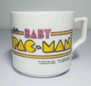 Vintage 1982 Baby Pac Man Arcade Game Mug Bally Midway Namco Very Rare