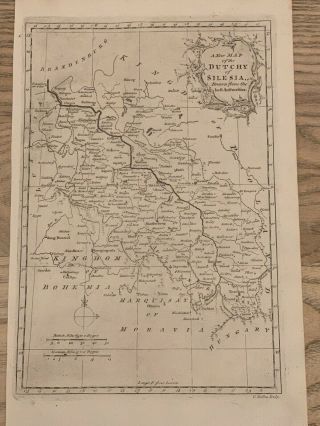 1773 Silesia Antique Map By George Rollos 246 Years Old