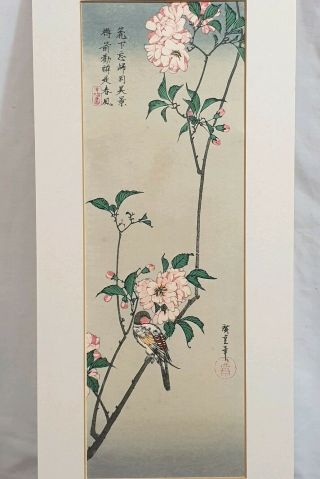 Ando Hiroshige Japanese Ukiyo - E Woodblock Print " Little Bird And Cherry Tree "
