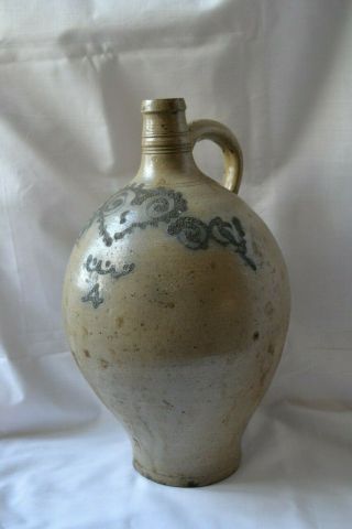 Antique Stoneware Salt Glazed Jug.  1800s.