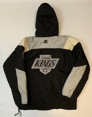 Rare Vtg Los Angeles La Kings Starter Jacket Coat Hoodie Quilted Puffy Men’s Xl
