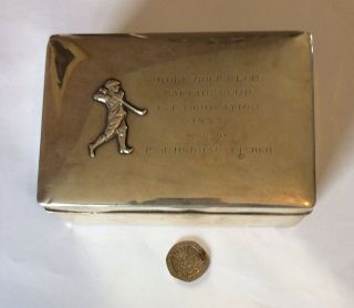Rare Kobe Golf Club Sterling Silver Cigarette Case 1933 Captains Cup Japan