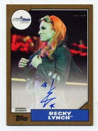 2017 Topps Wwe Heritage Becky Lynch Rare Gold On - Card Auto Autograph 1/10 Ssp