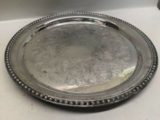 Vintage Wm Rogers Silver Plated Serving Platter - 13” Silver Serving Tray