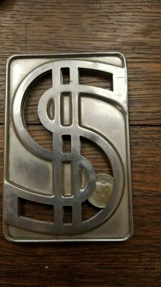 Antique Dollar Sign Dime Holder / Bank.  4 " Tall X 2 5/8 " Wide