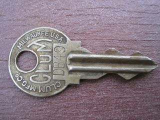 Antique 1916 Patent Dated Clum Mfg Co Car Key Db 49 Automobile Key Db49