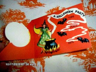 RARE Vintage Halloween Party 3 1/4 x 2 1/2 Card Invitation Paper Jol Decoration 2