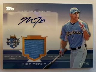 2012 Topps All Star Stitches Mike Trout Asar - Mit Jersey Auto 12/25 Rare Read