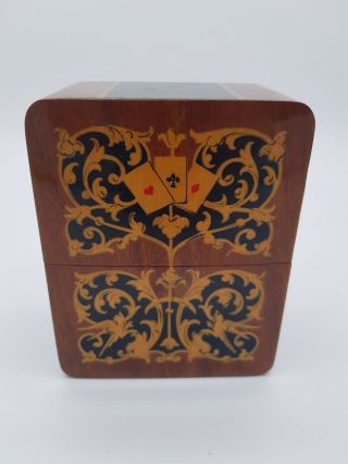 An Early Antique Vintage Italian Inlaid Wood Marquetry Card Case Box.