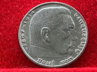 2 Reichsmark 1938 G with Nazi coin swastika silver brilliant - - RARE - - - 2