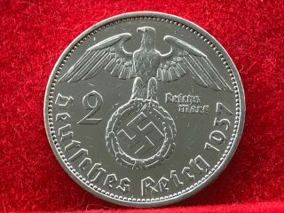 2 Reichsmark 1937 A With Nazi Coin Swastika Silver Brilliant - - Rare - - -