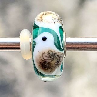 Trollbeads Rare Turquoise Blue Green Bird Unique Ooak Murano Glass Bead
