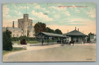 Railroad Station Princeton Jersey Train Depot—antique Horse Cart 1914
