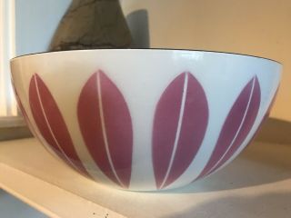Cathrineholm 11” Pink Lotus Bowl Enamel On Metal Mid - Century Modern Rare Norway