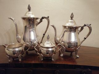 Stunning Vintage Viners Silver Plated Teapot,  Coffee Pot,  Jug & Sugar Bowl