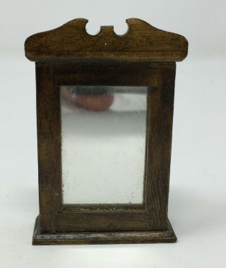 Vintage Dollhouse Miniature Wood Medicine Cabinet With Mirror