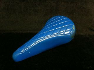 Rare Blue Vic Diamond Quilted Seat W/ Guts Old School Bmx Padded Saddle Mongoose