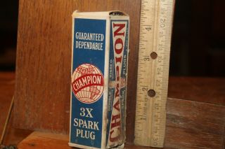 Antique Old Stock Champion 3x Spark Plug For Ford Models A,  B