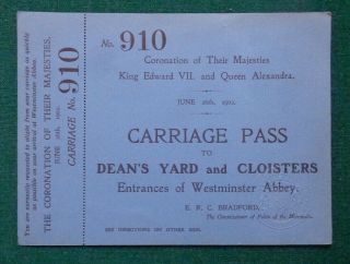 Antique Carriage Pass Cancelled British Coronation King Edward Vii Westminster