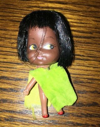 Vintage Liddle Kiddle Mini 2” Doll Ko Knockoff African American Black Baby Rare
