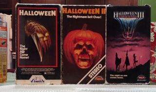 Halloween 1 - 3 Vhs Horror Early Releases Media & Mca 80s Rare Oop