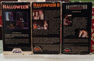 Halloween 1 - 3 VHS Horror Early Releases Media & MCA 80s Rare OOP 3