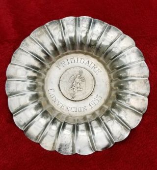 Antique Mexican Sterling Silver 925 Frigidaire Award Plate & Coin Candy Dish