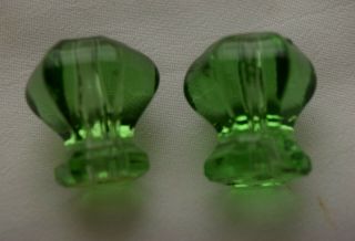 2 Vintage Green Glass Knobs,  1 ",  No Hardware