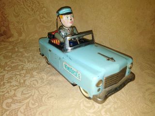 Vintage 1966.  Tin Toy Battery Operated Car Lemez Rendorseg Police Car - Rare