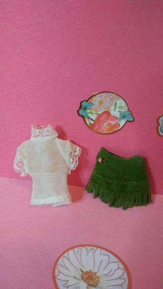 Vintage Topper Dawn/pippa Dolls " Blouse And Faux Suede Skirt " 