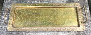 Old Vintage Antique Hammered Brass Long Handled Tray Unpolished Conditi