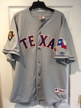 Vintage Rare Authentic Texas Rangers Rawlings Jersey Sz 48 100 Season Patch 2001