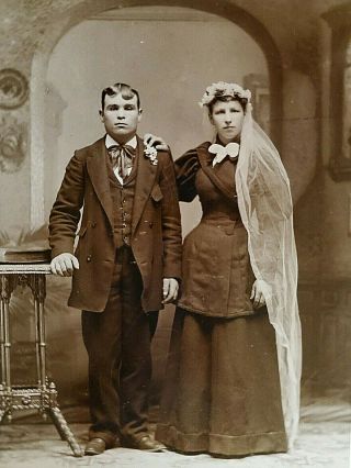 Antique Photo Bride Groom Wedding Day Photograph Cabinet Card Portland Oregon