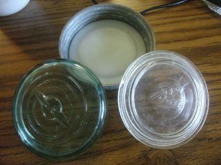 3 - Antique Asst Canning Jar Lids Aqua Glass Zinc Large Wide Mouth